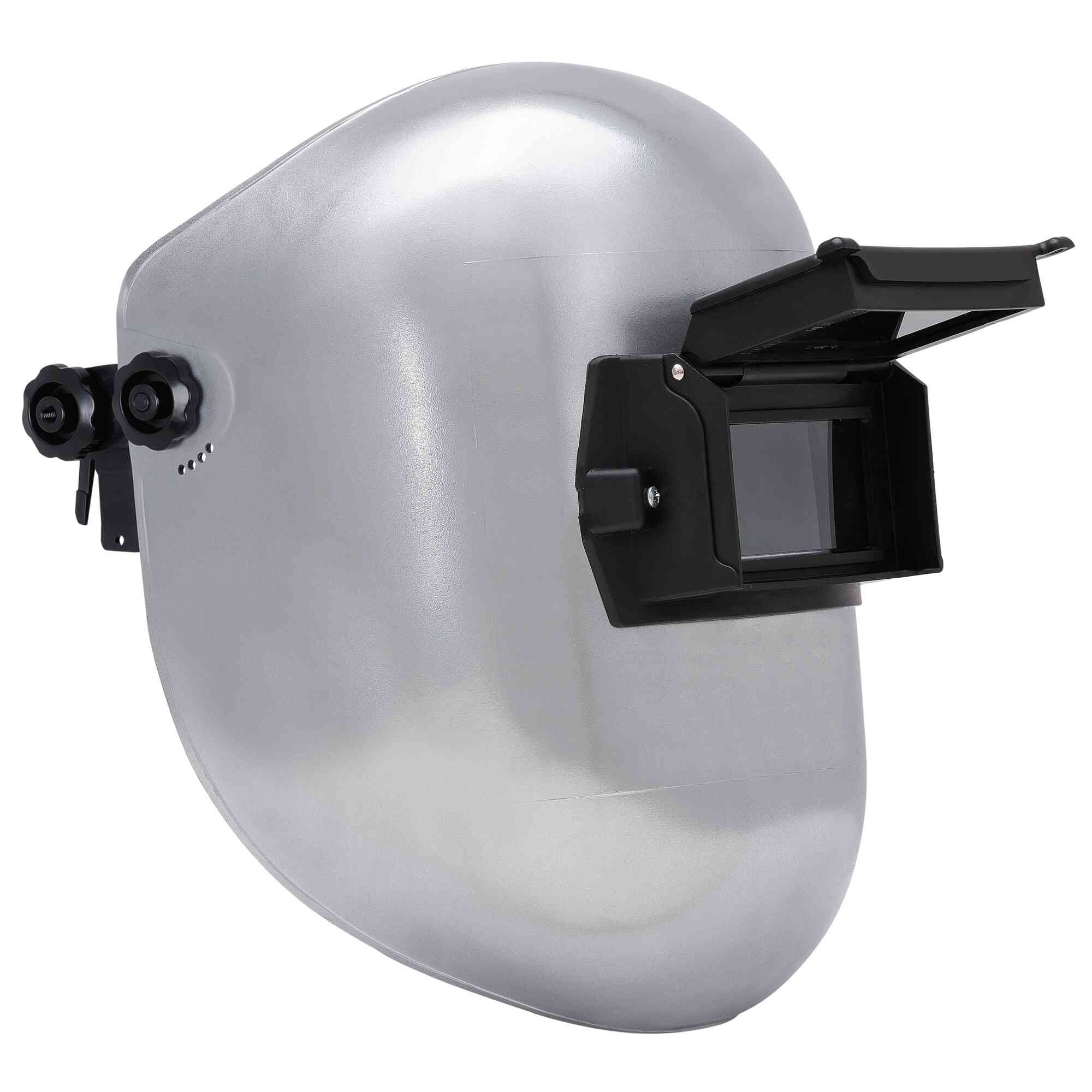 Jackson Safety® - Welding Helmet - Passive - Super Tuff Nylon - Lift Front - 2" x 4.25" Viewing Area - Shade 10 - Slotted Hard Hat Adapter Headgear - Silver  - 280PL Series - Model # 14312